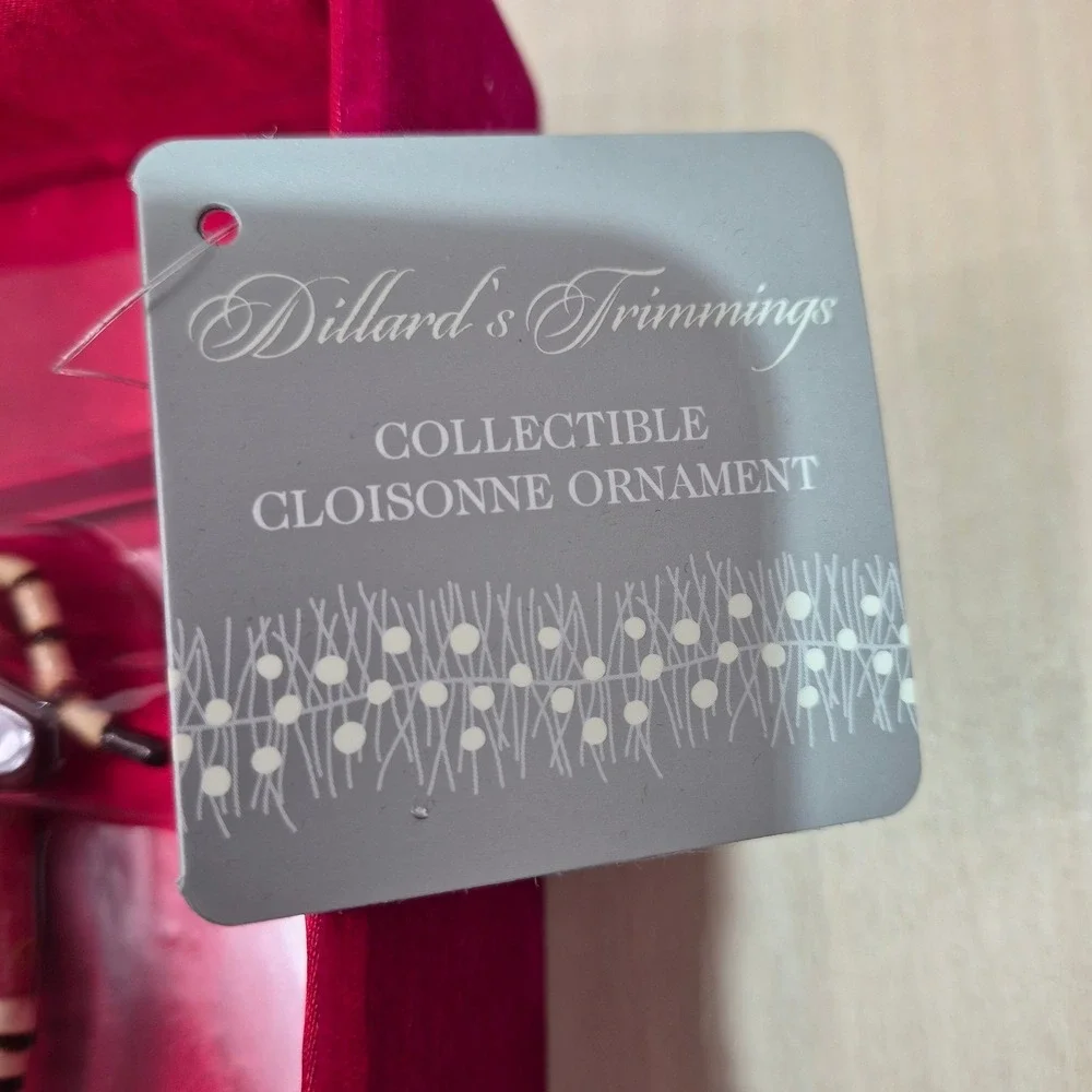 Dillards Trimmings Collectible Cloisonne Ornament Zebra Santa‎ Hat Christmas